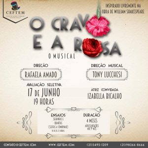 Ícone Notícia A nova Prática de Montagem do CEFTEM está chegando. Vem aí: O Cravo e a Rosa - O musical.